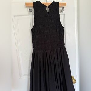 Madewell Black Textured Midi Dress, bubble hem